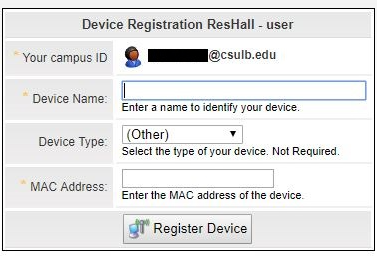 Device Registration ResHall Page