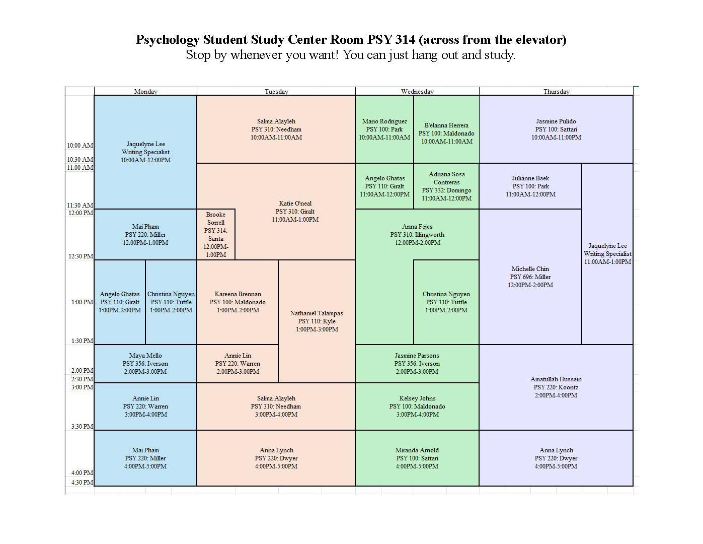 Spring 2025 PSSC Schedule