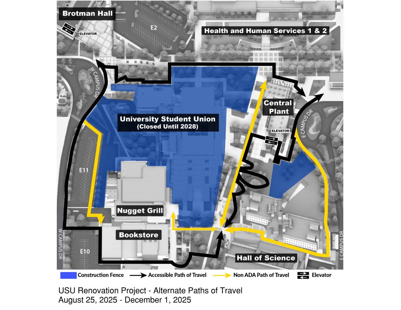 University Student Union detour map University Student Union detour map